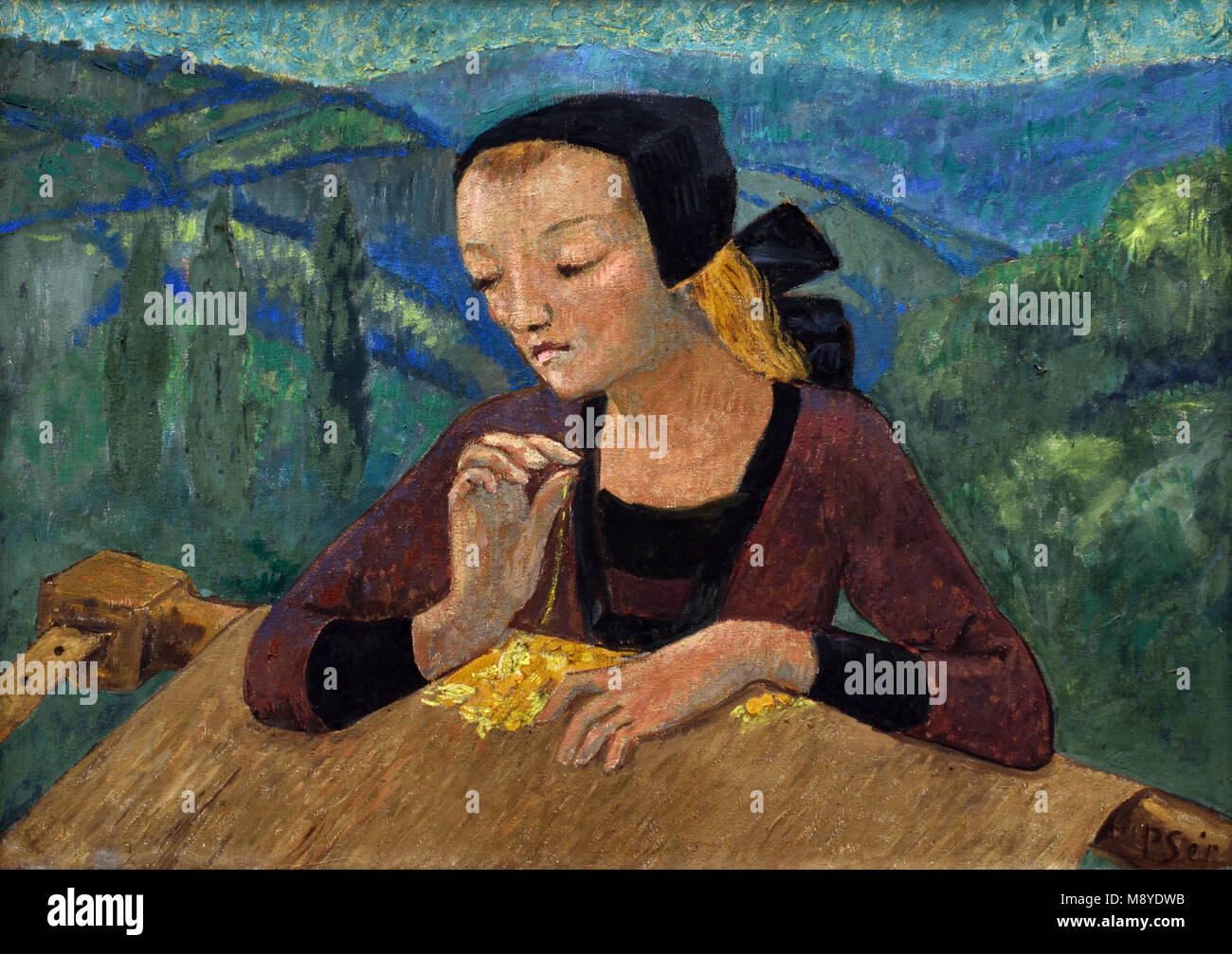 La Brodeuse - The Embroiderer 1925 Paul Serusier ,1863-1927 , France, French. Stock Photo