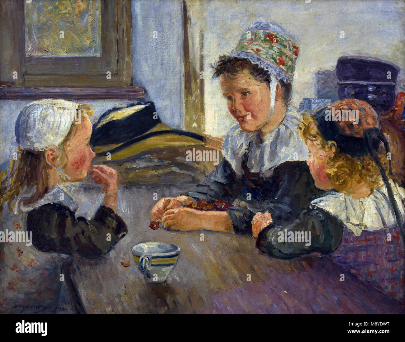 Petites filles aux marrons - Little girls with chestnuts 1899 Emile DEZAUNAY, 1854 - 1938, France, French, Stock Photo