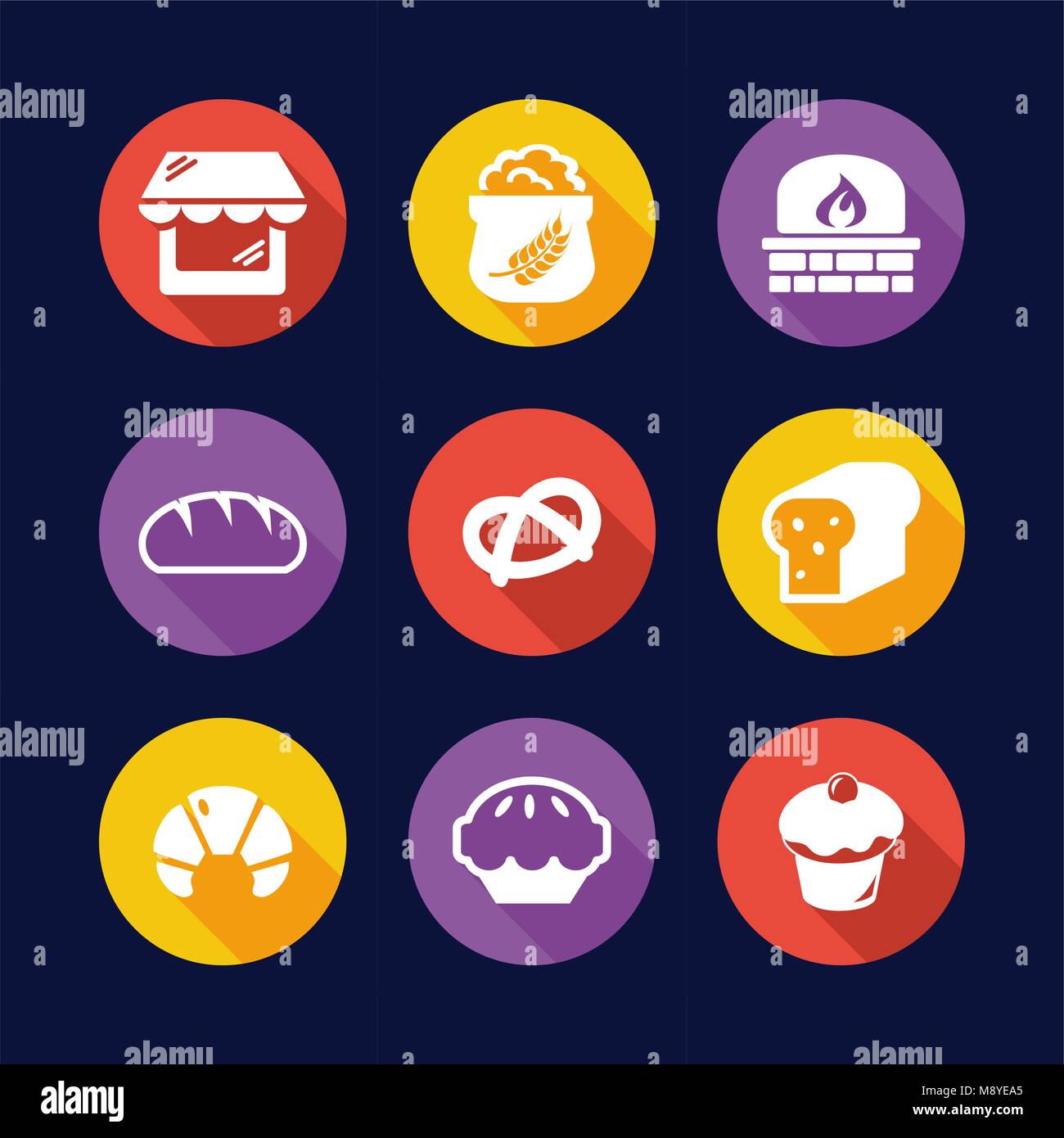 Bakery Icons Flat Design Circle Stock Vector Image & Art - Alamy