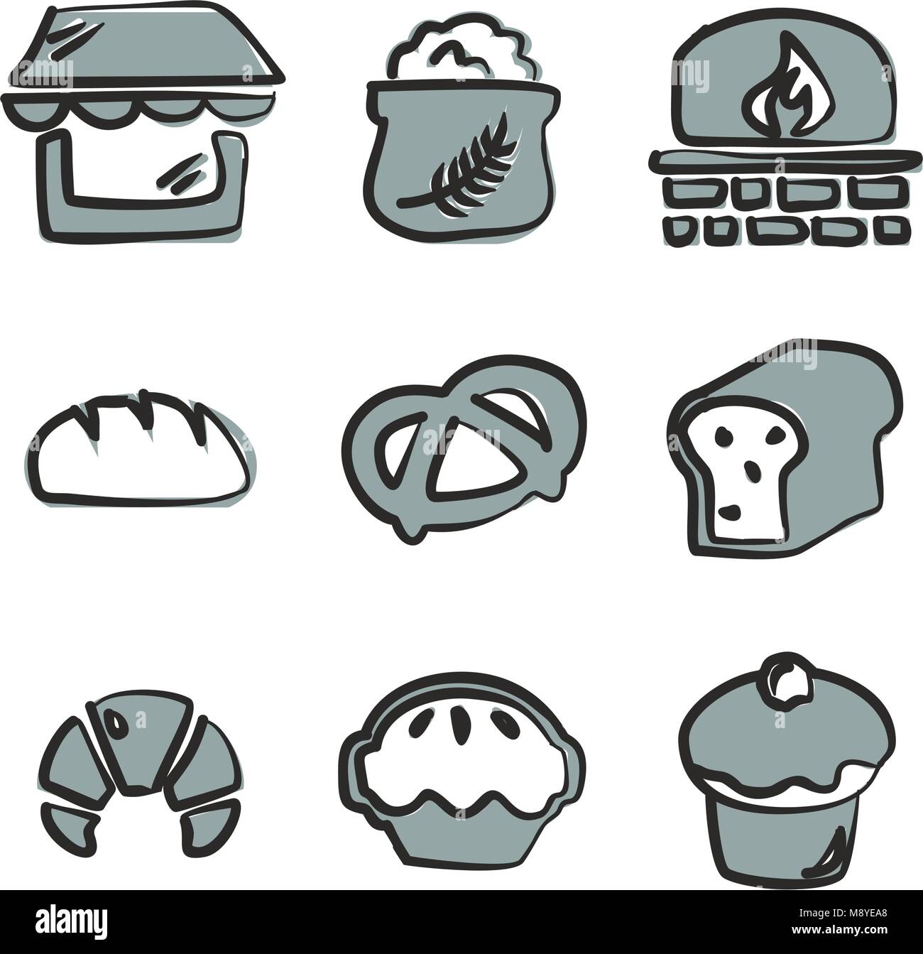 Bakery Icons Freehand 2 Color Stock Vector Image & Art - Alamy