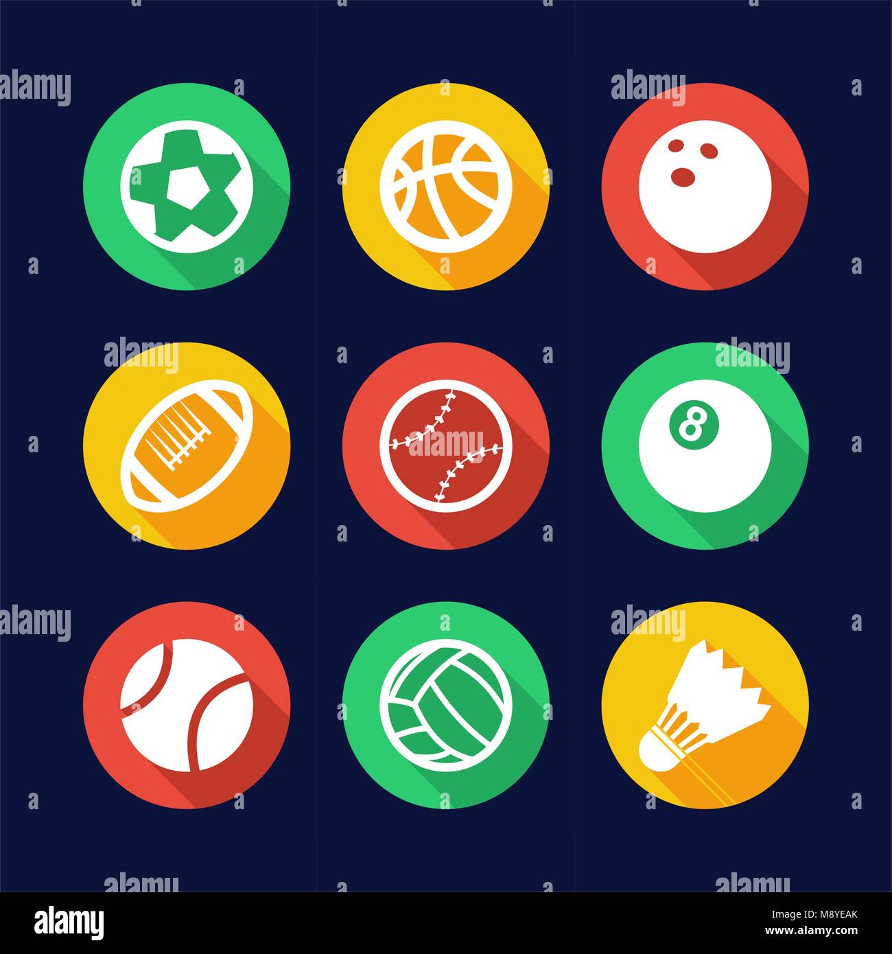 Ball Icons Flat Design Circle Stock Vector Image & Art - Alamy