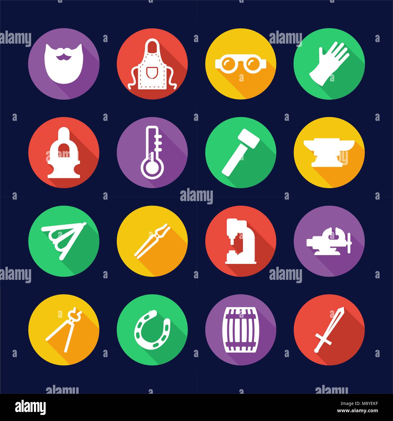 Blacksmith Icons Flat Design Circle Stock Vector Image & Art - Alamy