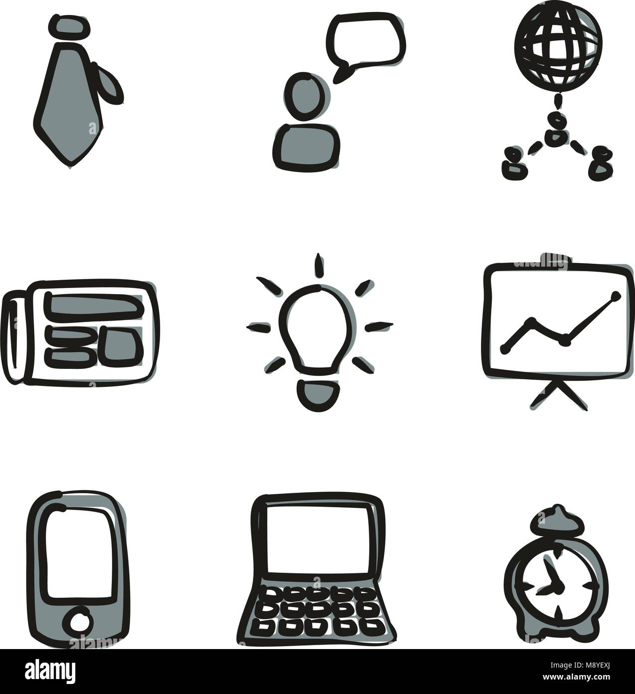 Business Icons Freehand 2 Color Stock Vector Image & Art - Alamy