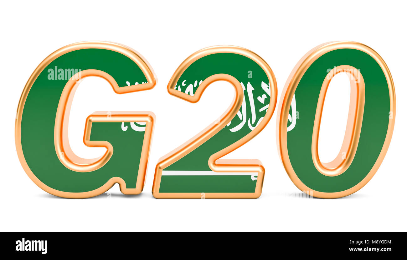 Summit G20 concept. Saudi Arabia G20 meeting, 3D rendering Stock Photo