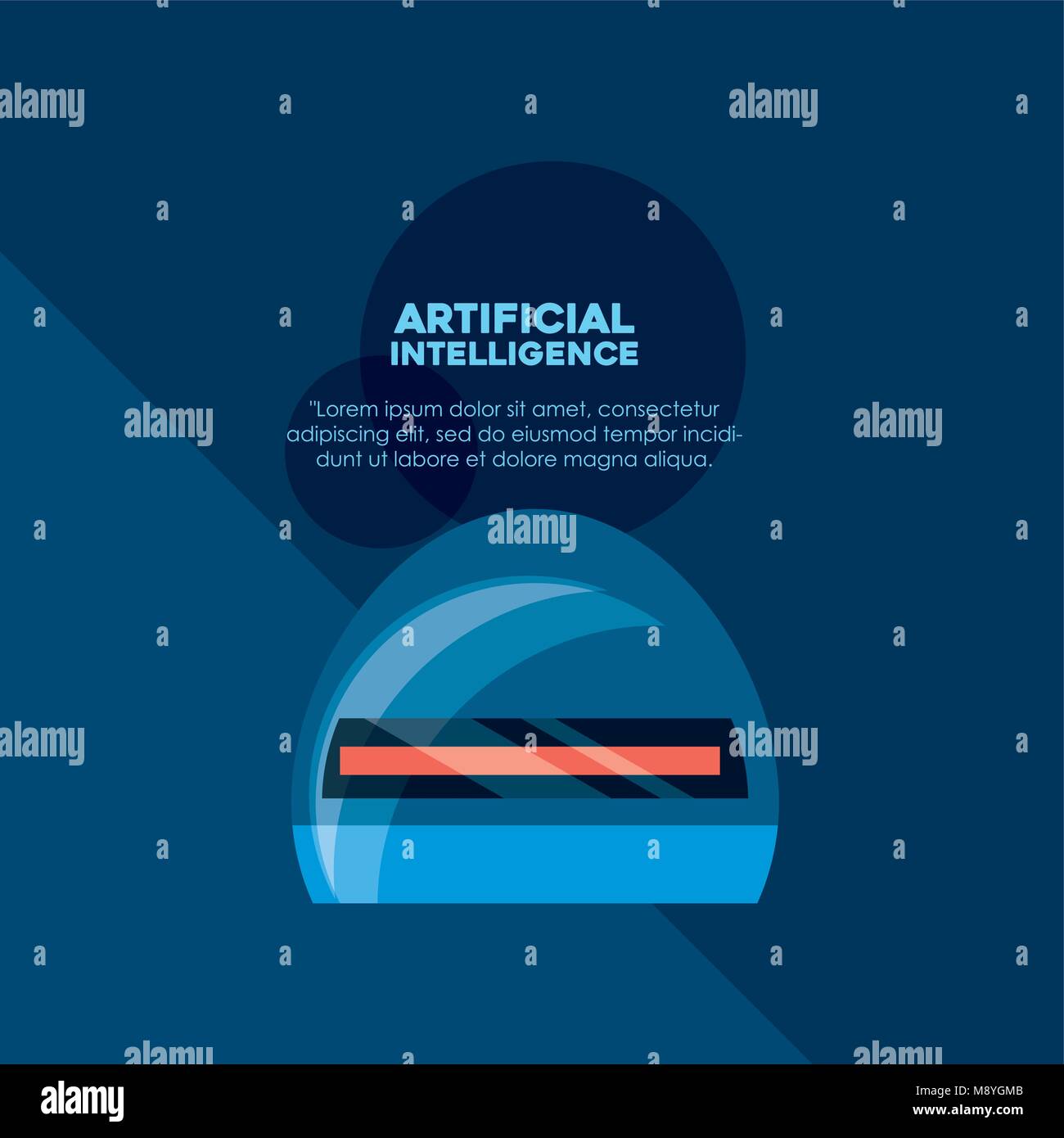 Artificial intelligence design with robot head icon over blue ...