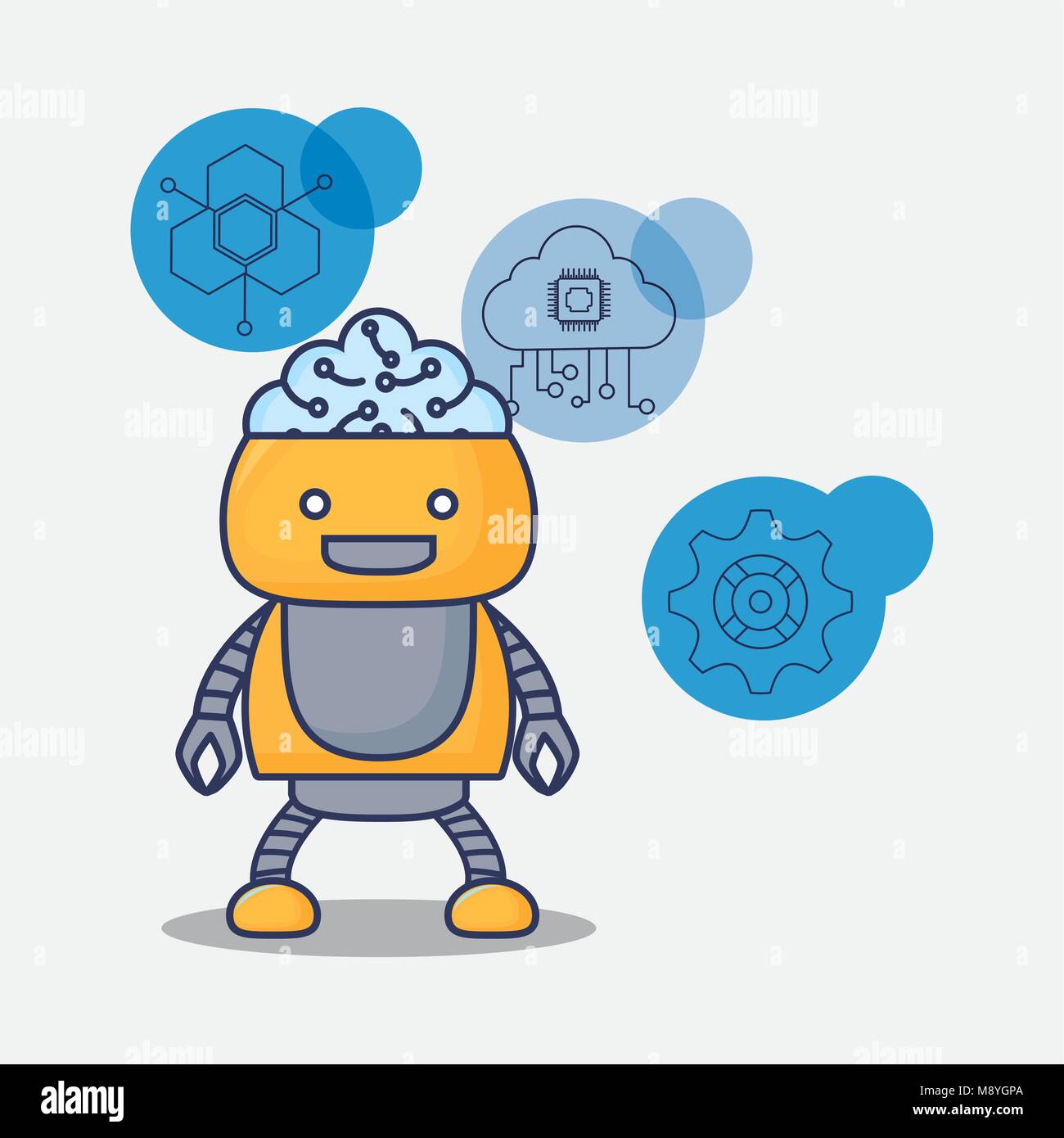 cartoon Robot with artificial intelligence related icons over white  background, colorful design vector illustration Stock Vector Image & Art -  Alamy