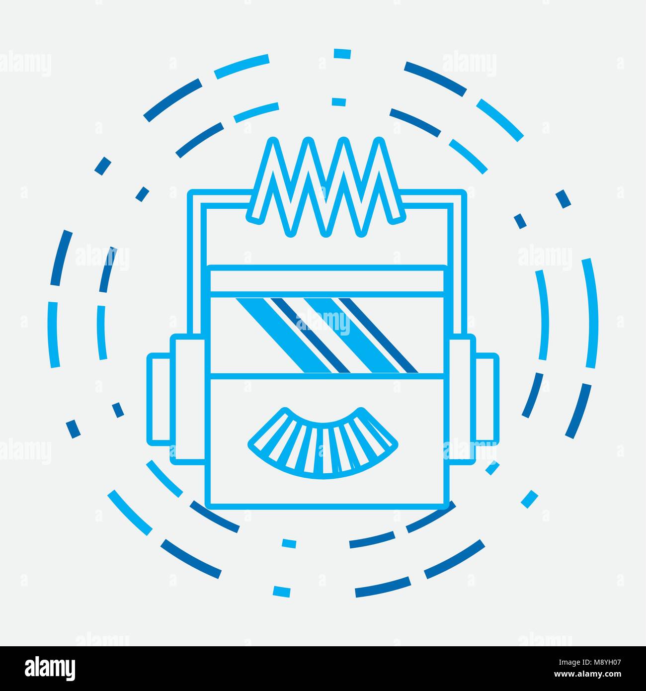 Decorative circular frame with cartoon robot head over white background ...