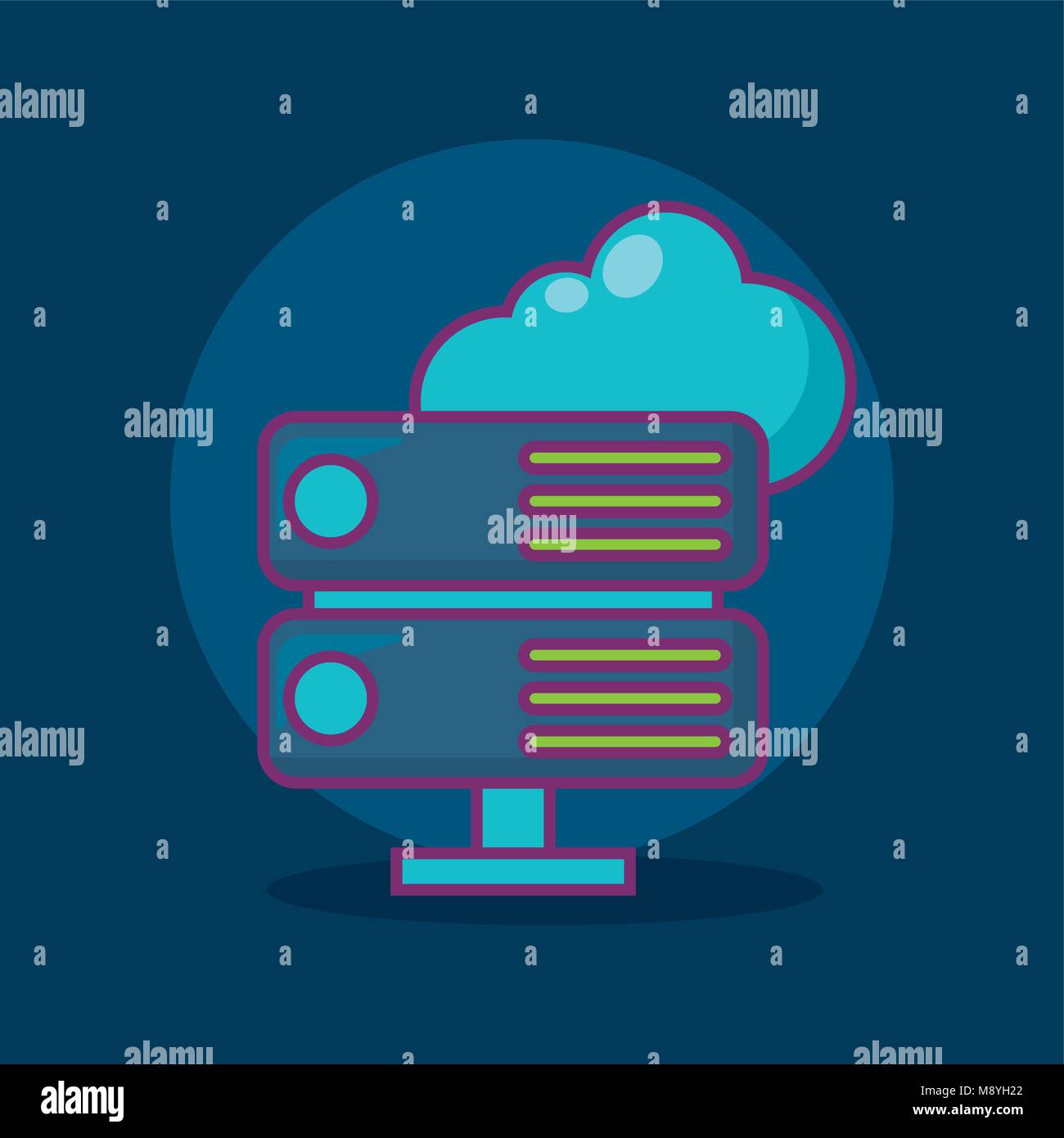 Big data design with router and cloud over background, colorful design ...