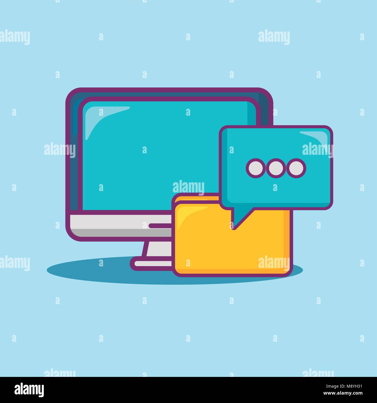 Big data design with computer and document folder with speech bubble ...