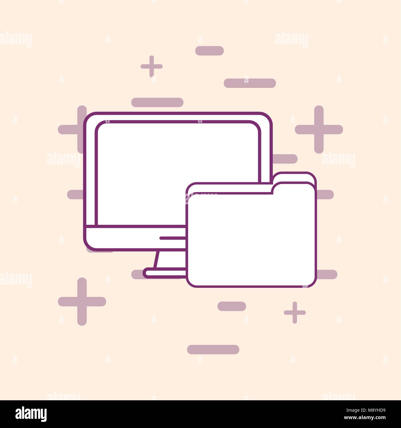 Big data design with computer and document folder over white background ...