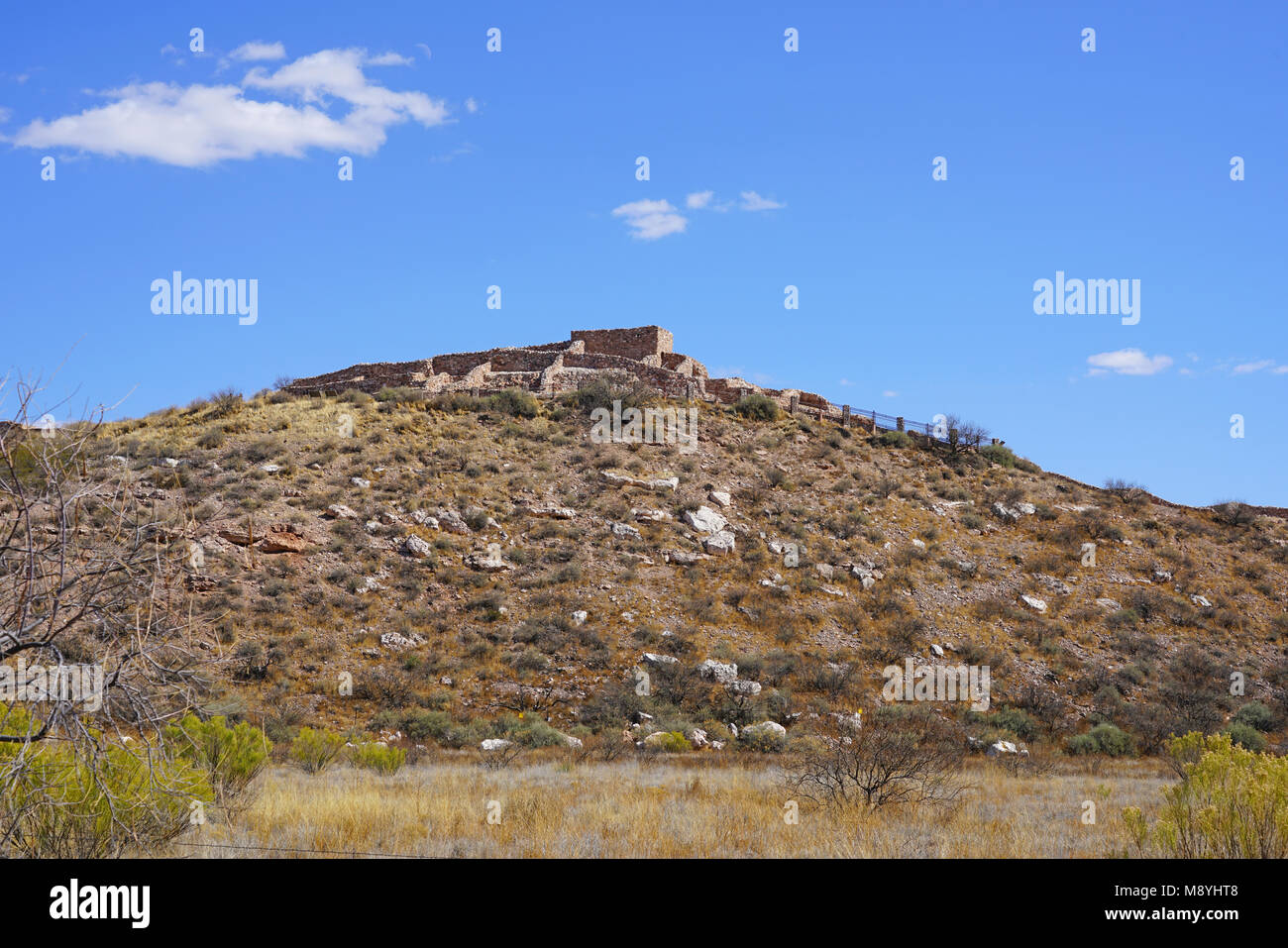 View of the Tuzigoot National Monument, a pueblo ruin on the National Register of Historic Places in Yavapai County, Arizona Stock Photo