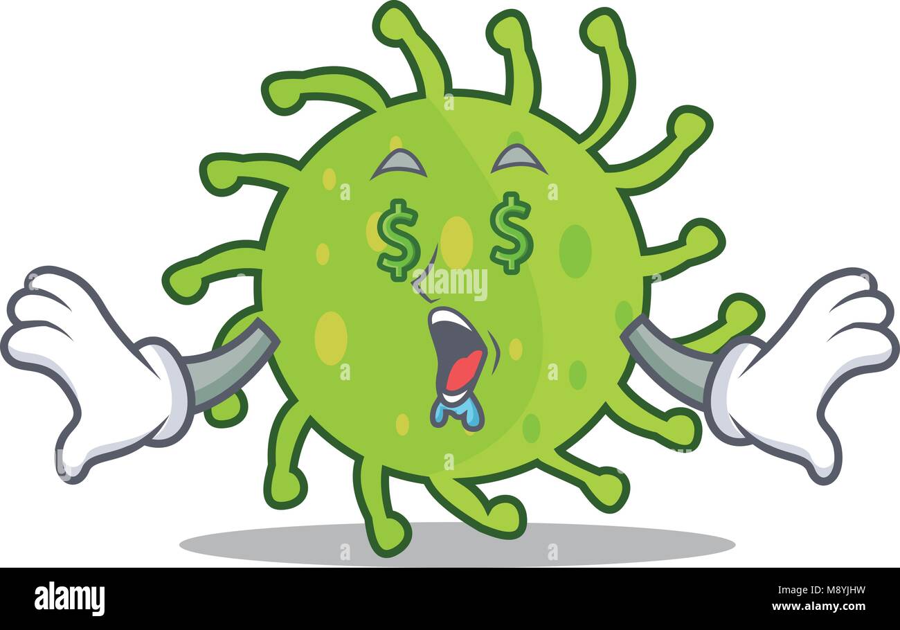 Money eye green bacteria mascot cartoon Stock Vector
