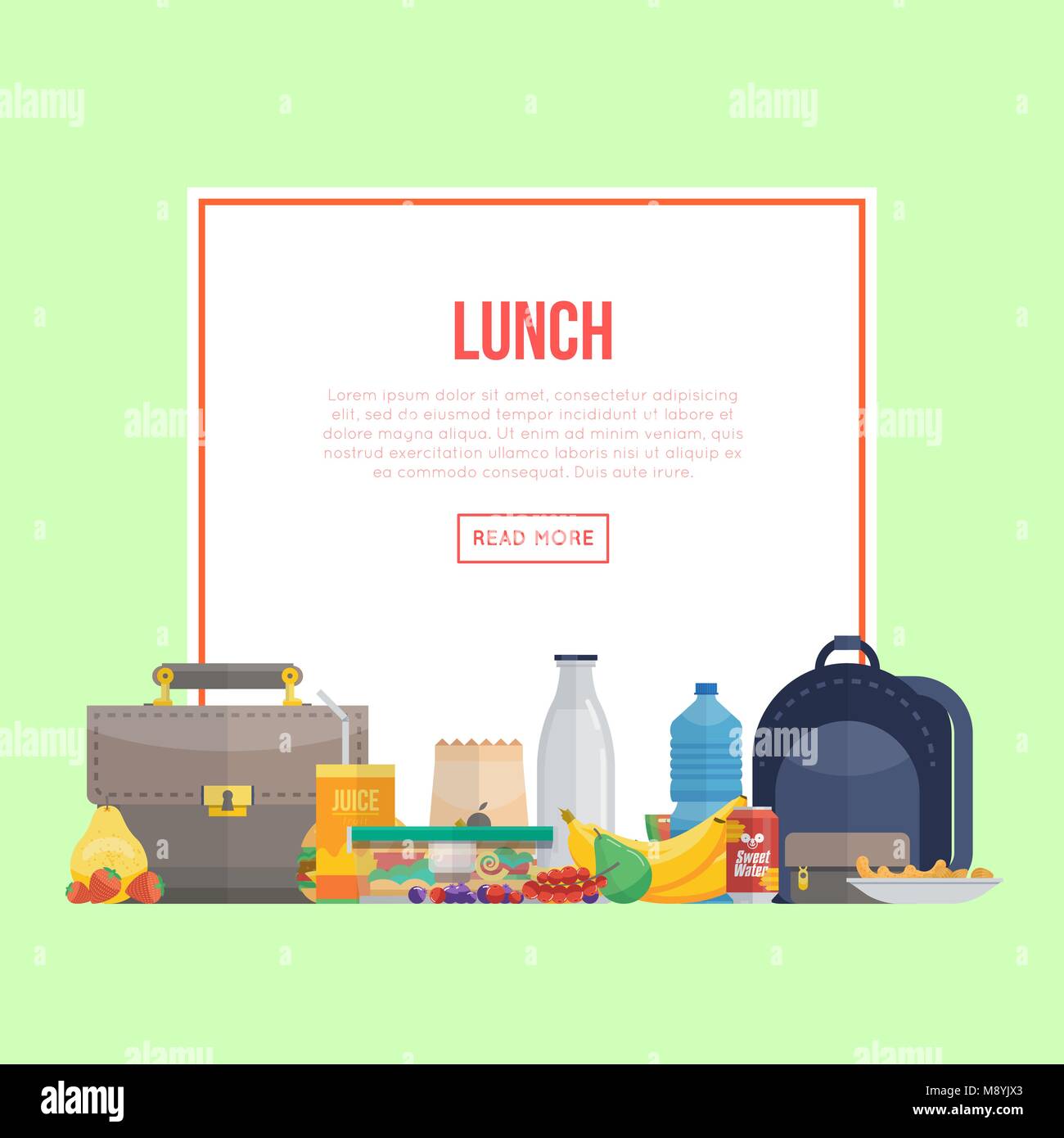 Lunch banner and different food Stock Vector Image & Art - Alamy