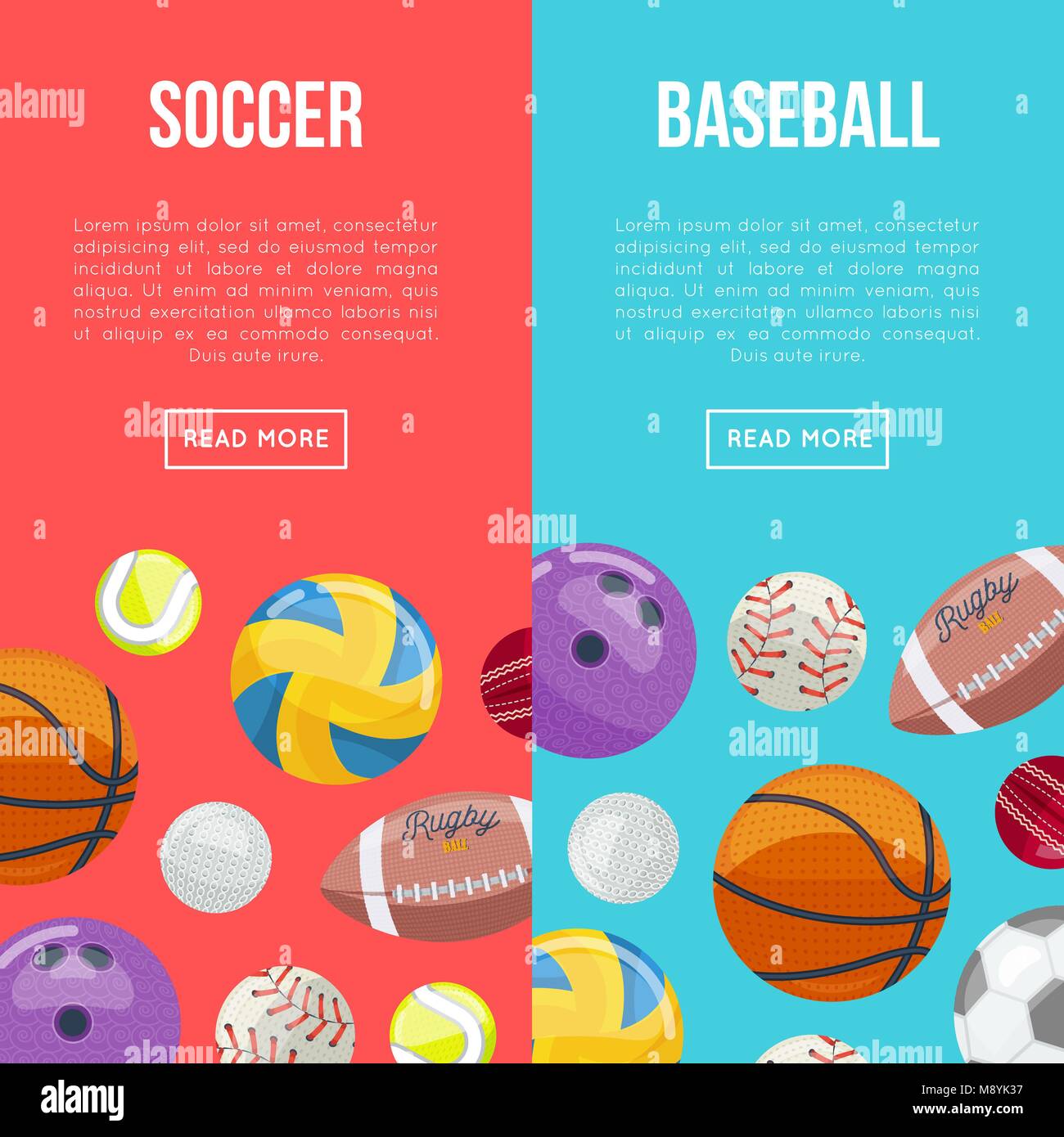 Colorful online page about sports Stock Vector