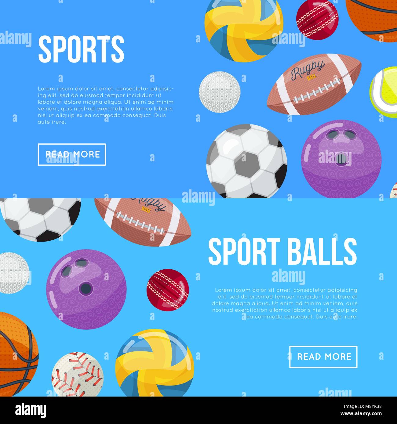 Internet page about sports and balls Stock Vector