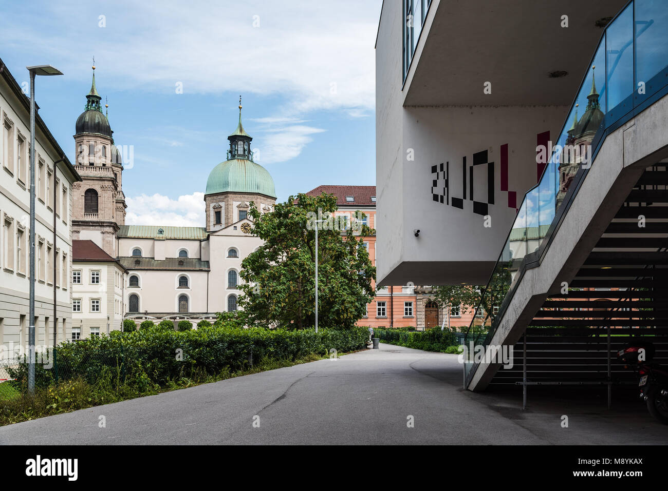 Innsbruck, Austria - August 9, 2017: Campus of the University of Innsbruck. VS Innere Stadt Innsbruck Stock Photo