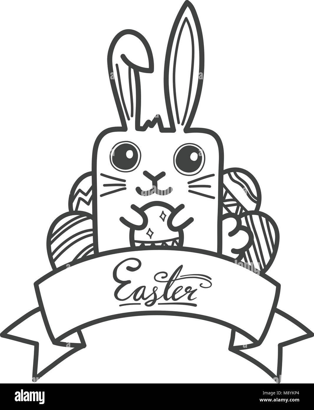 Hand Drawn Doodle Easter Festival With Banner And Text Vector