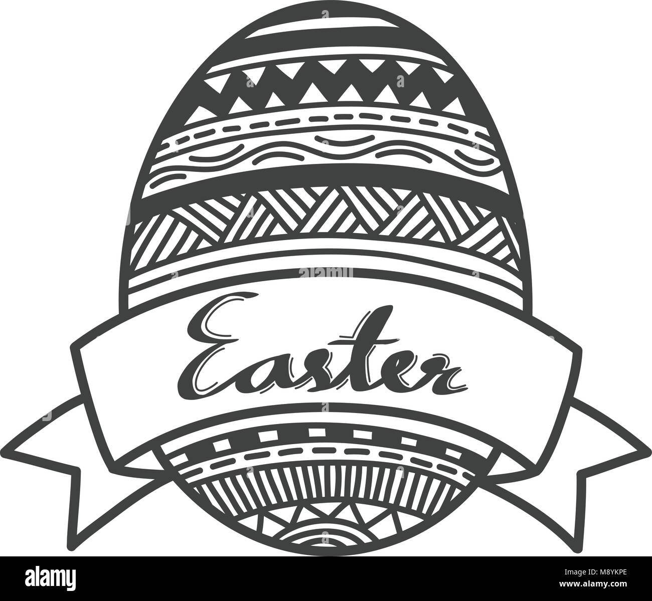 Hand Drawn Doodle Easter Festival Egg With Many Line Patterns And