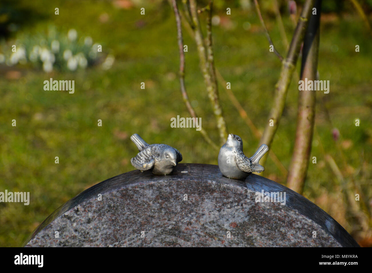 Two Silver Birds On A Stone Stock Photo