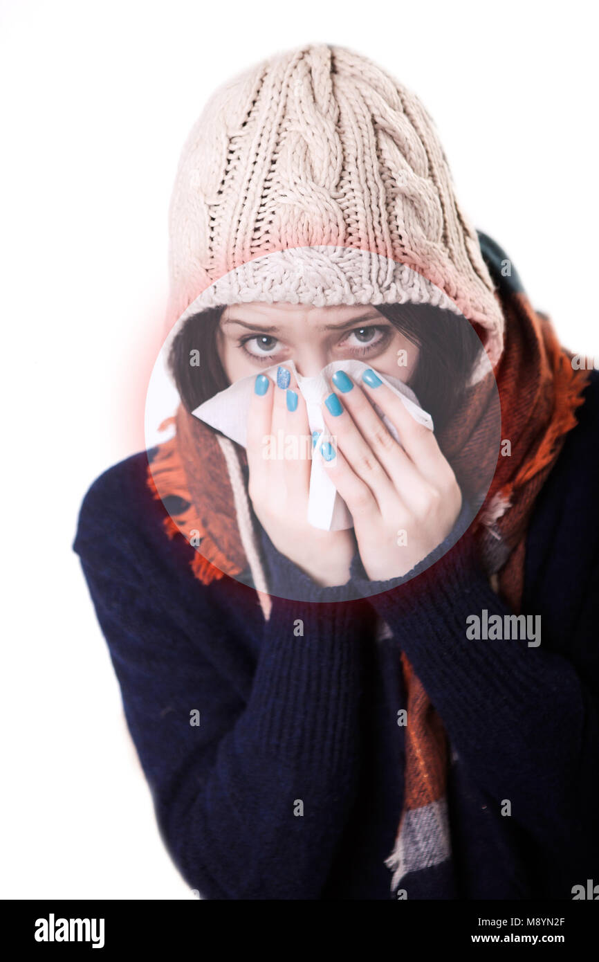 Cropped portrait of sad tired woman covering face with hands having eyes full of pain and stress having fatigue. Stressful beautiful woman having pani Stock Photo