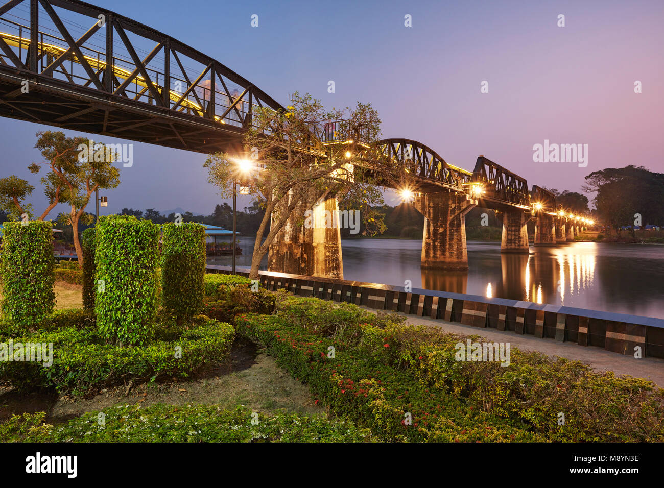 Bridge on the River Kwai, Kanchanaburi, Thailand Stock Photo