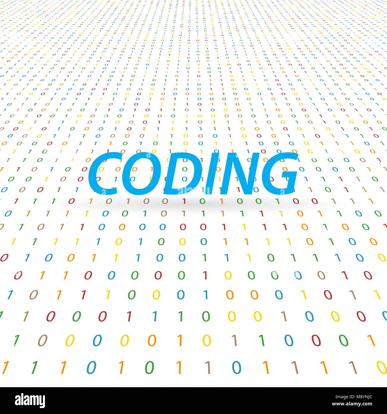 The inscription is coding on a digital background. Vector illustration ...