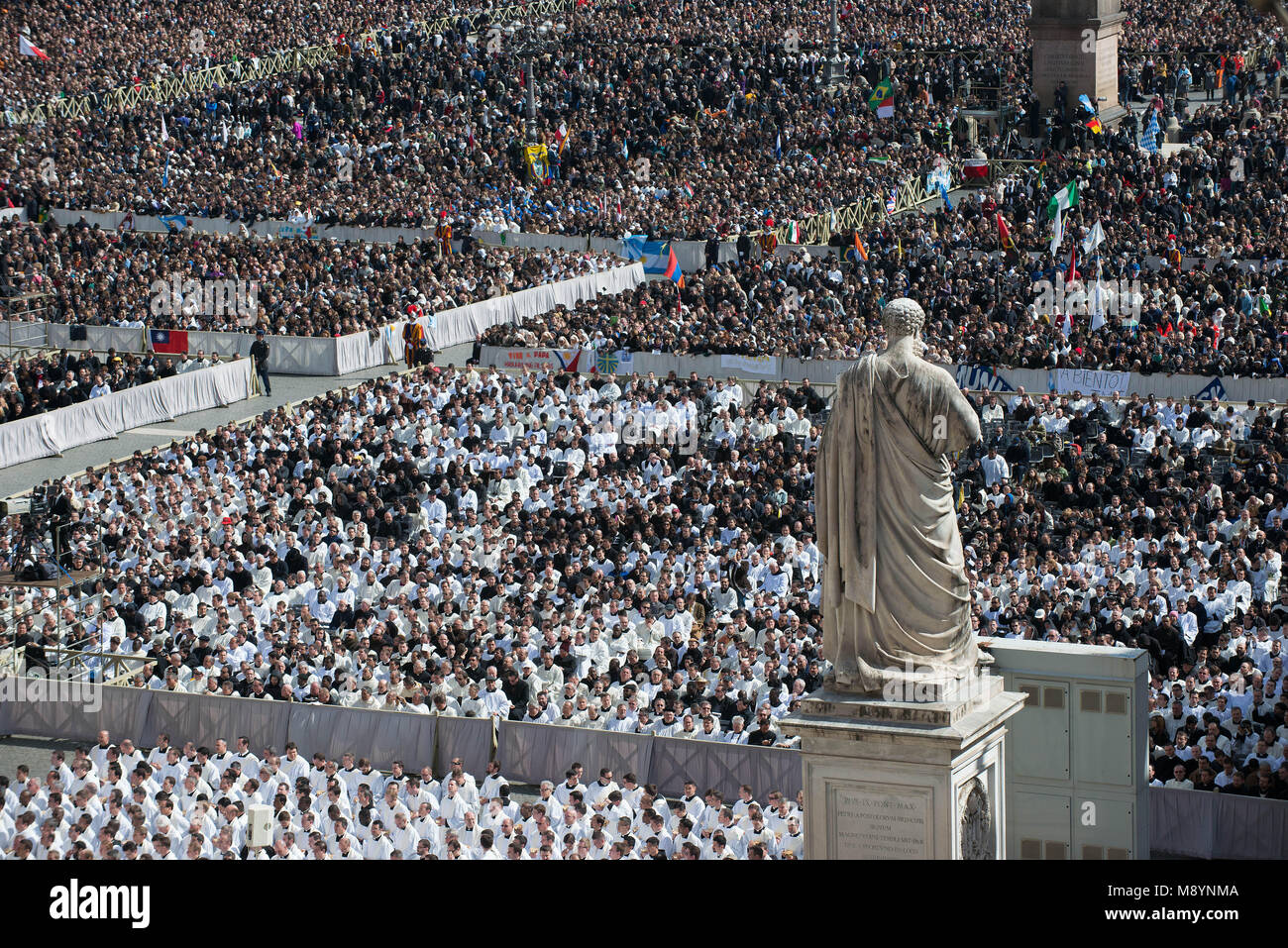 Vatican City. St Peter's square during Pope Francis' grandiose inauguration mass on March 19, 2013 at the Vatican. Stock Photo