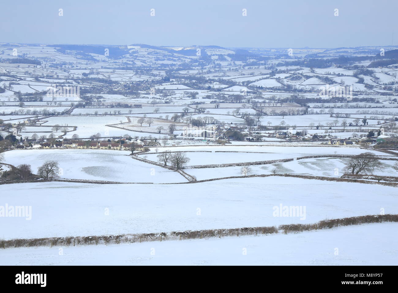 Panoramic view of Axe Valley in East Devon Area of Outstanding Natural ...