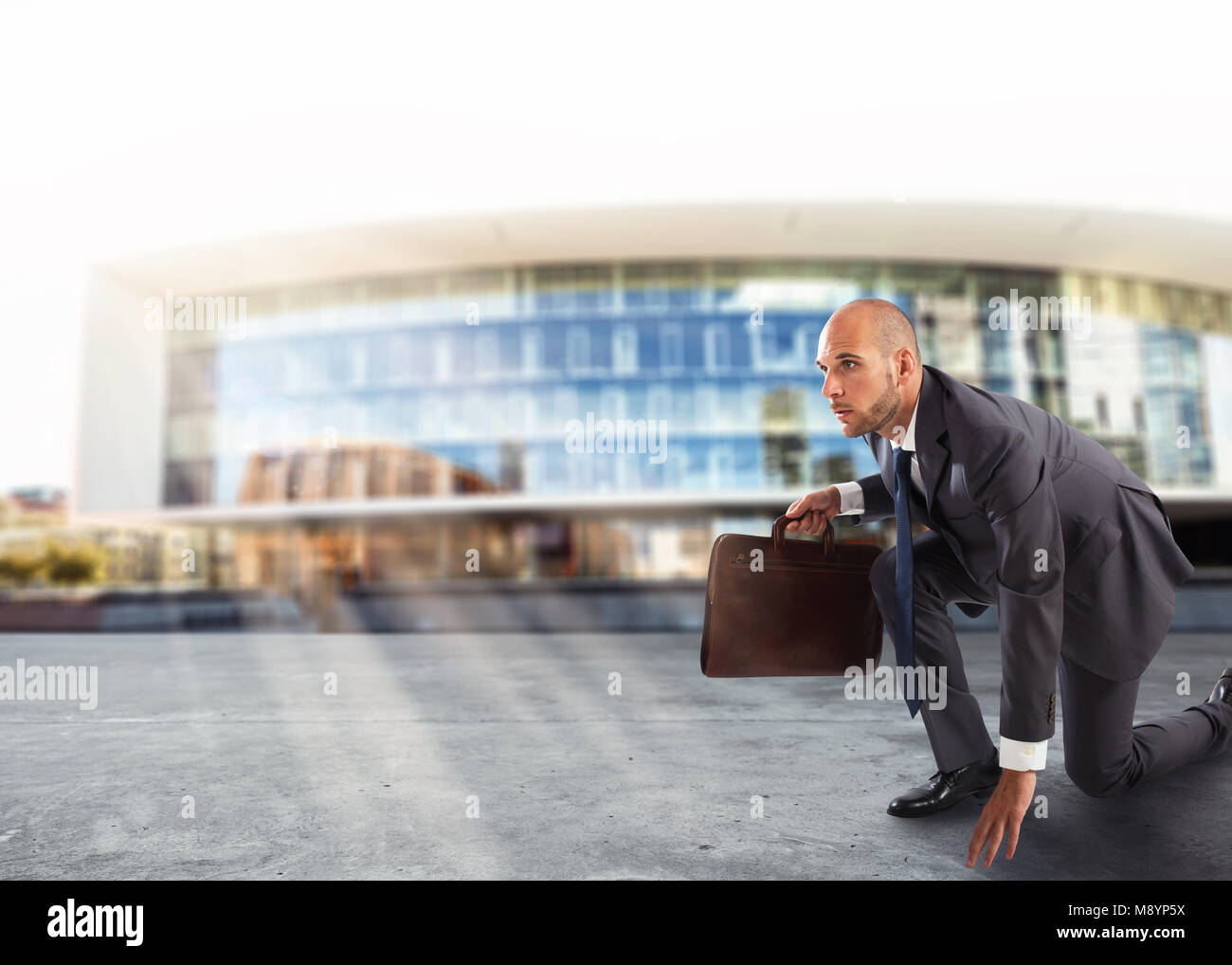 Businessman ready to start. Competition and challenge in business concept Stock Photo