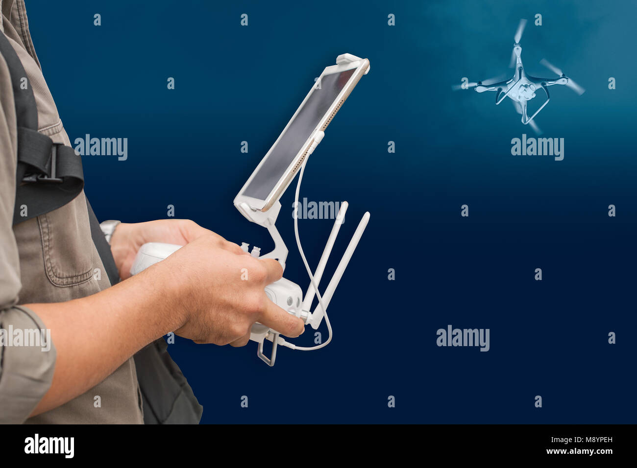 people using remote control drone to aerial video professional Stock ...