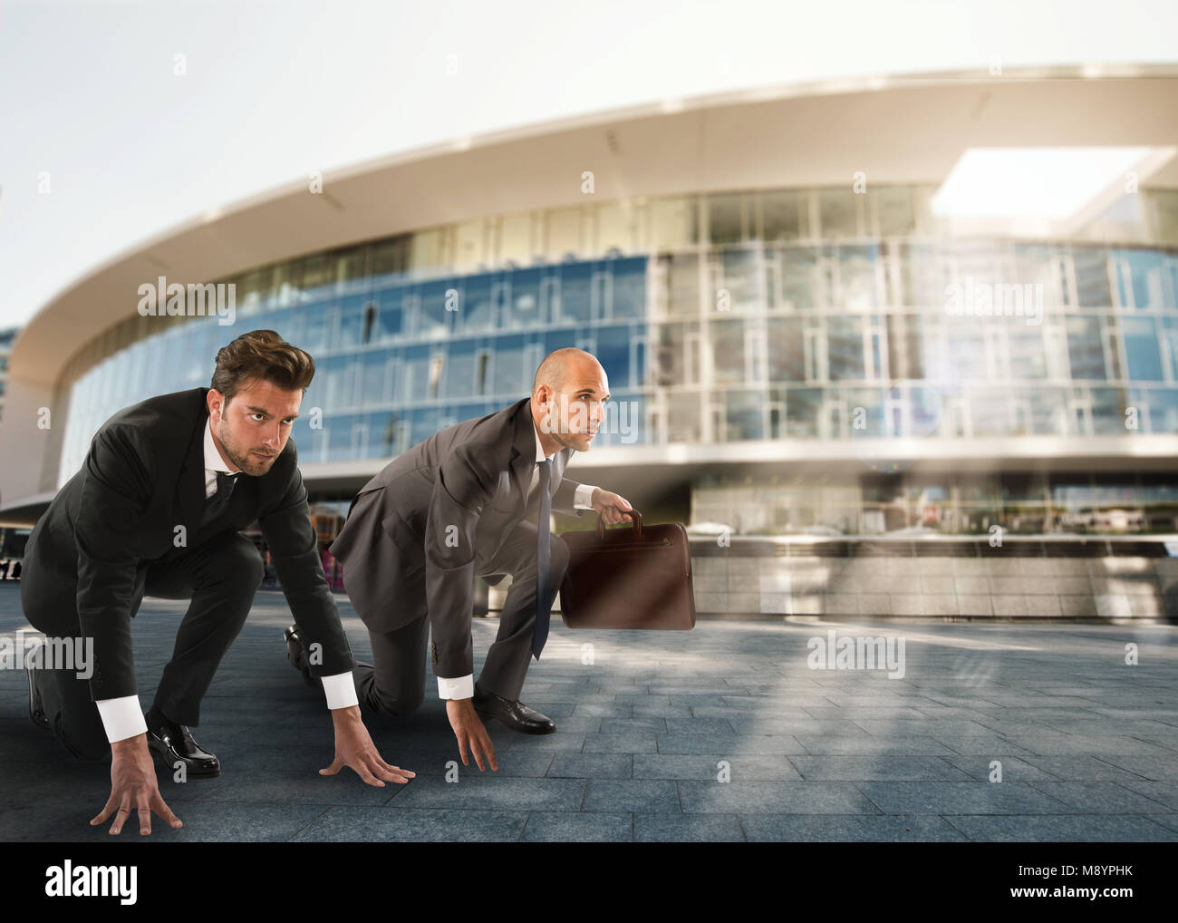 Businessmen ready to start. Competition and challenge in business concept Stock Photo