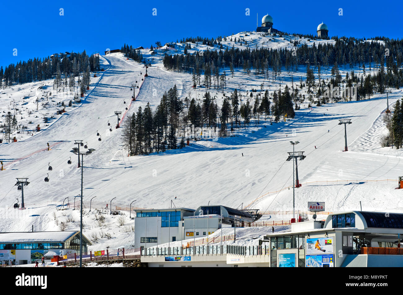 Skiing area Grosser Arber, Bavarian Forest National Park, Bayerisch Eisenstein, Bavaria, Germany Stock Photo