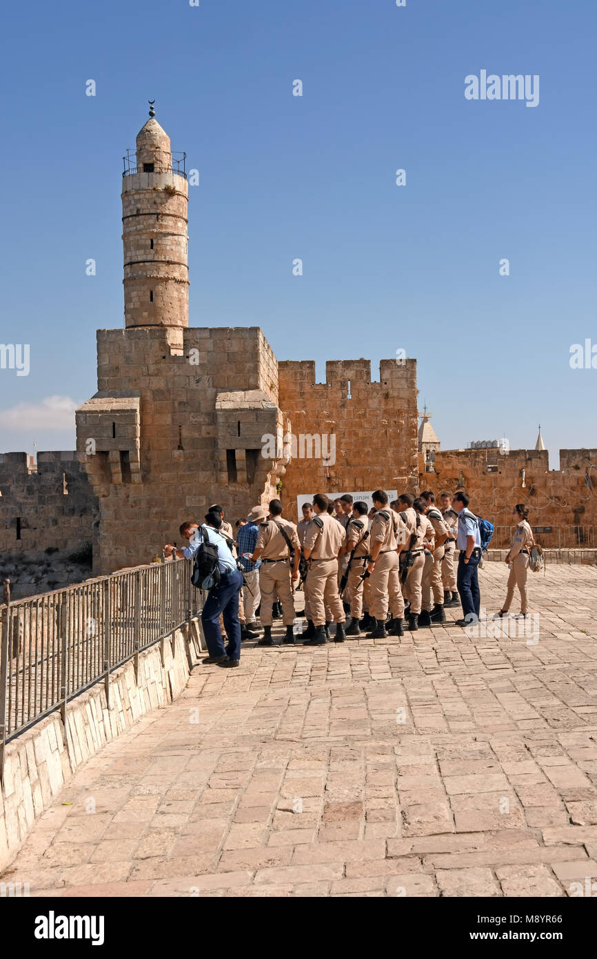 Israeli soldiers in the old city of Jerusalem, Israel Stock Photo