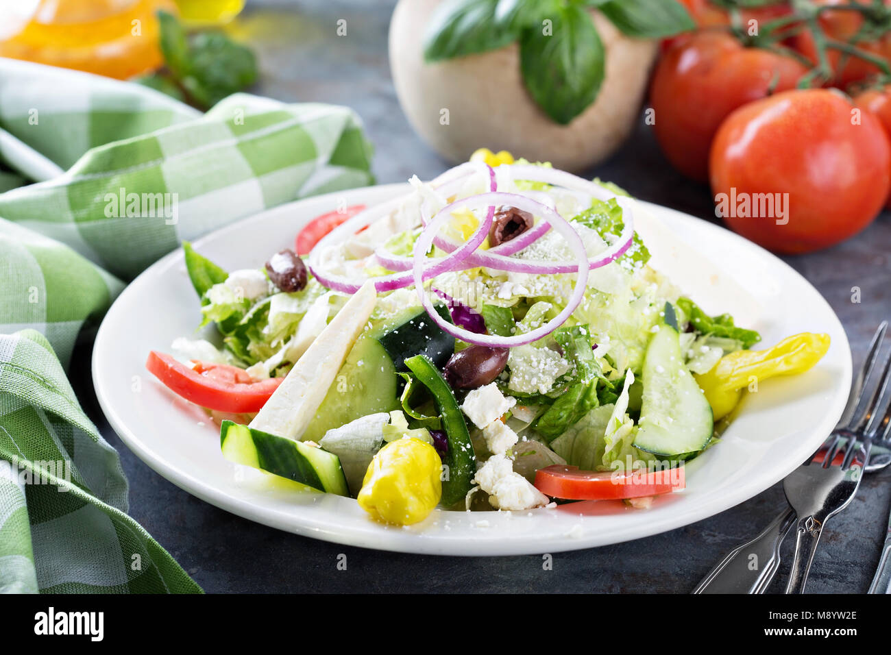 House salad with feta cheese Stock Photo Alamy
