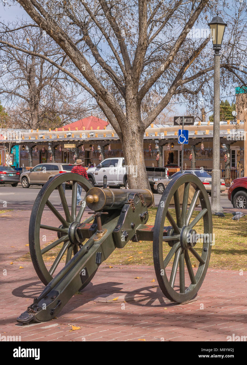 US Civil War Confederate Mountain Howitzer cannon replica in Albuquerque Old Town Plaza New Mexico, USA Stock Photo