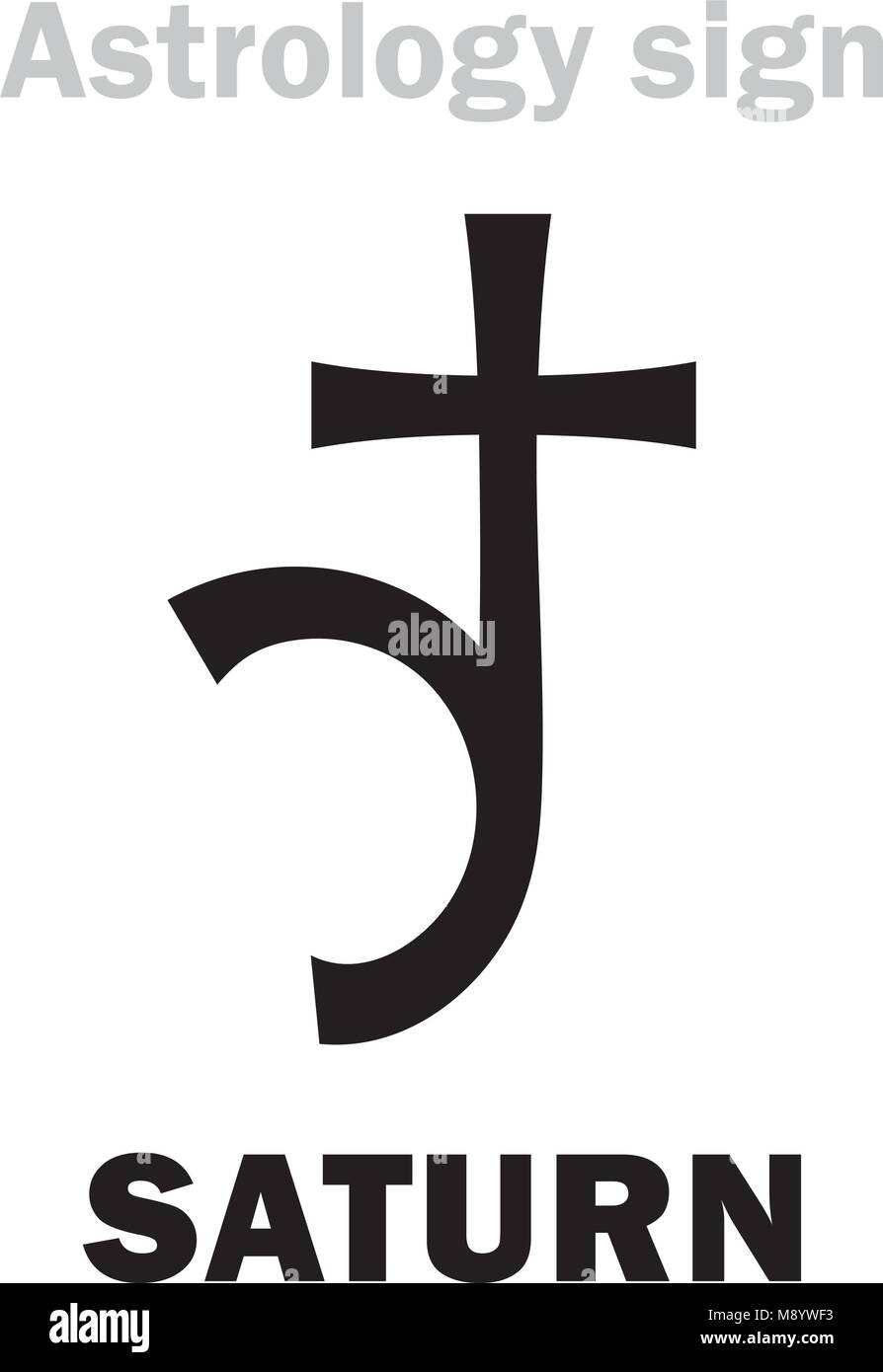 Astrology Alphabet: SATURN, major planet. Hieroglyphics character sign (single symbol). Stock Vector
