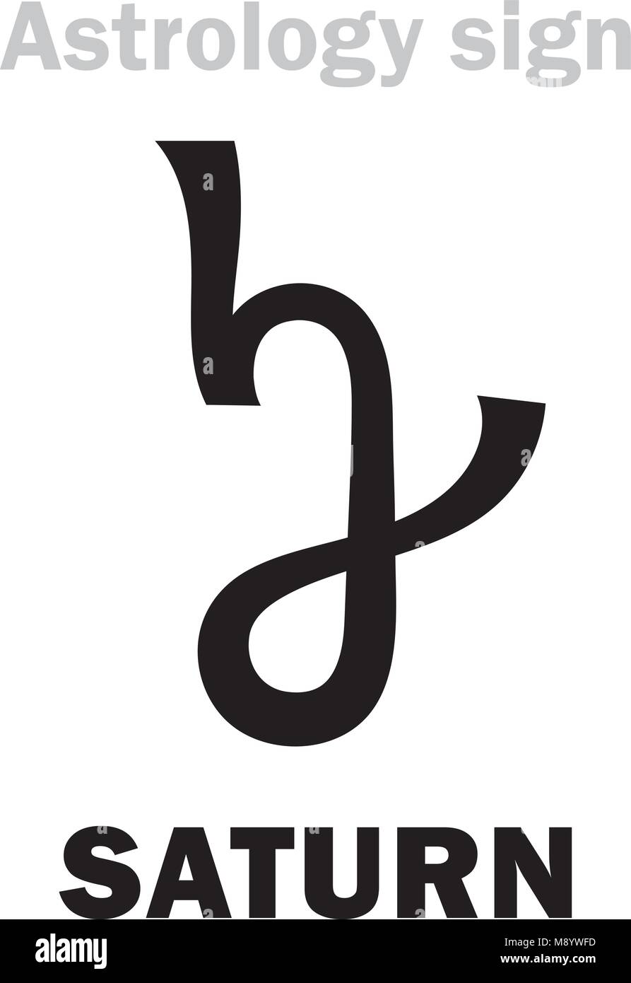 Astrology Alphabet: SATURN, classic major planet. Hieroglyphics character sign (medieval holland symbol, 1557). Stock Vector