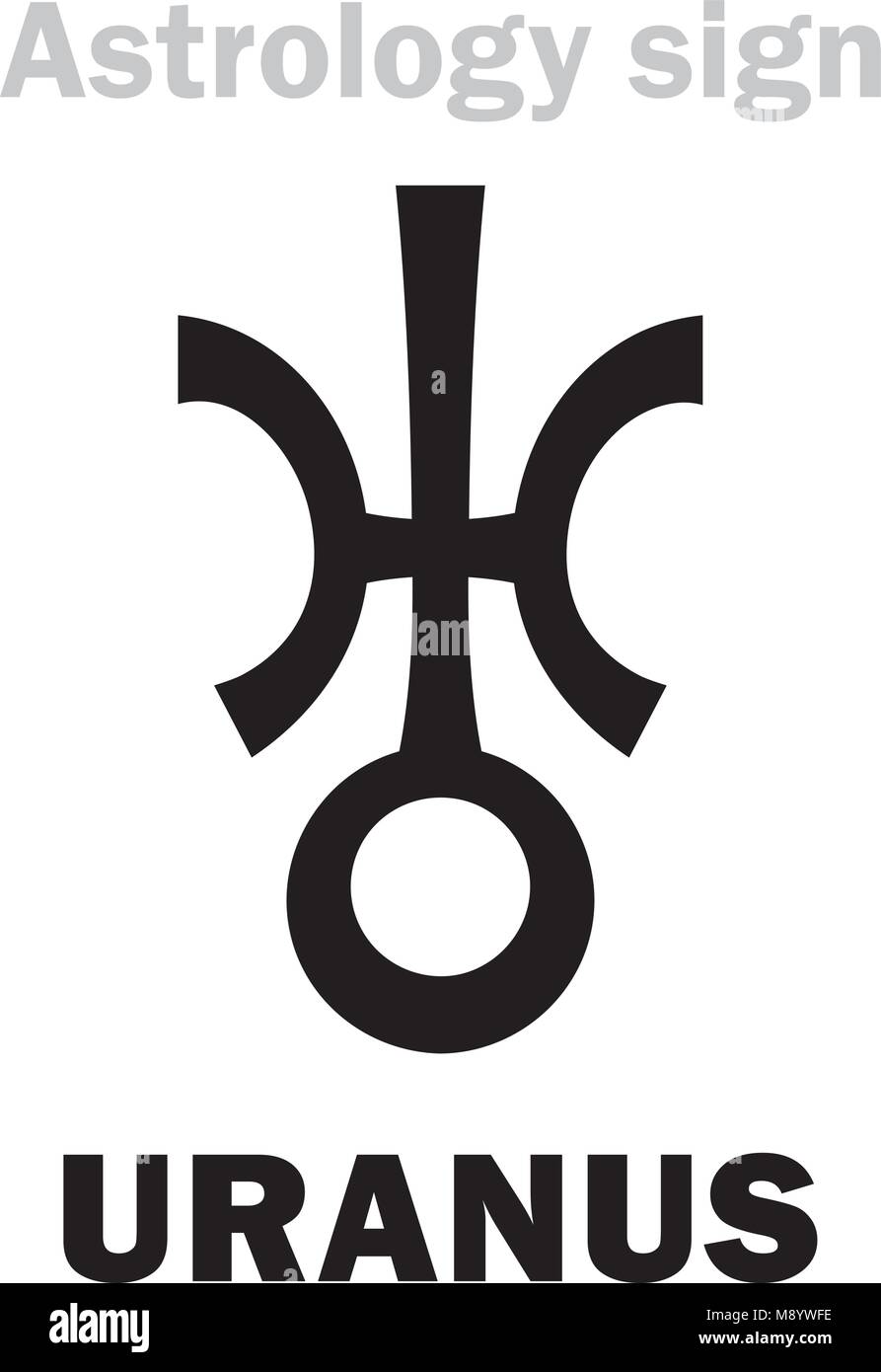 Astrology Alphabet: URANUS, higher global planet, Trans-Saturn. Hieroglyphics character sign (modern symbol). Stock Vector
