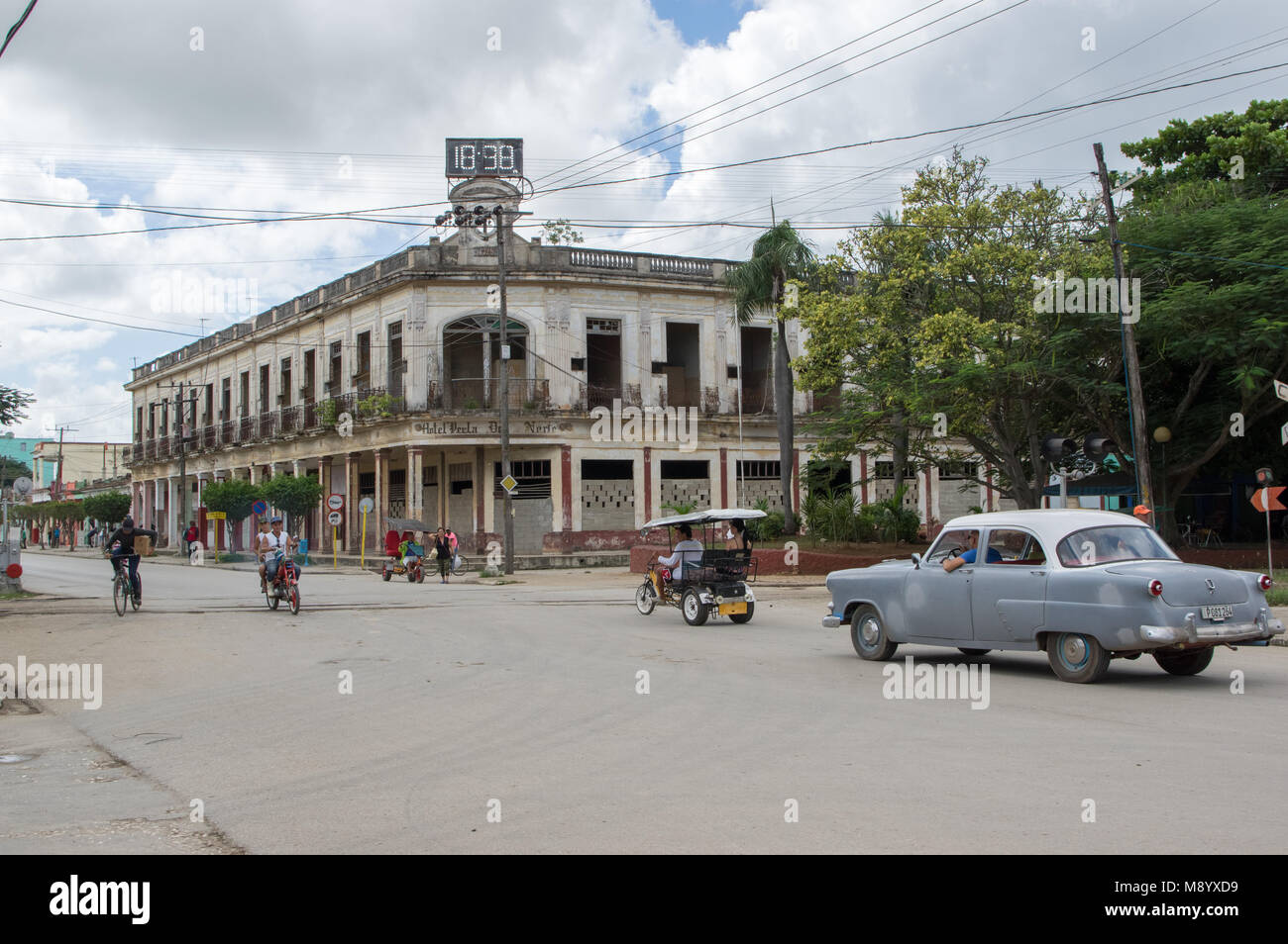 The former Hotel Perla del Norte building in the city of Moron, Cuba Stock Photo