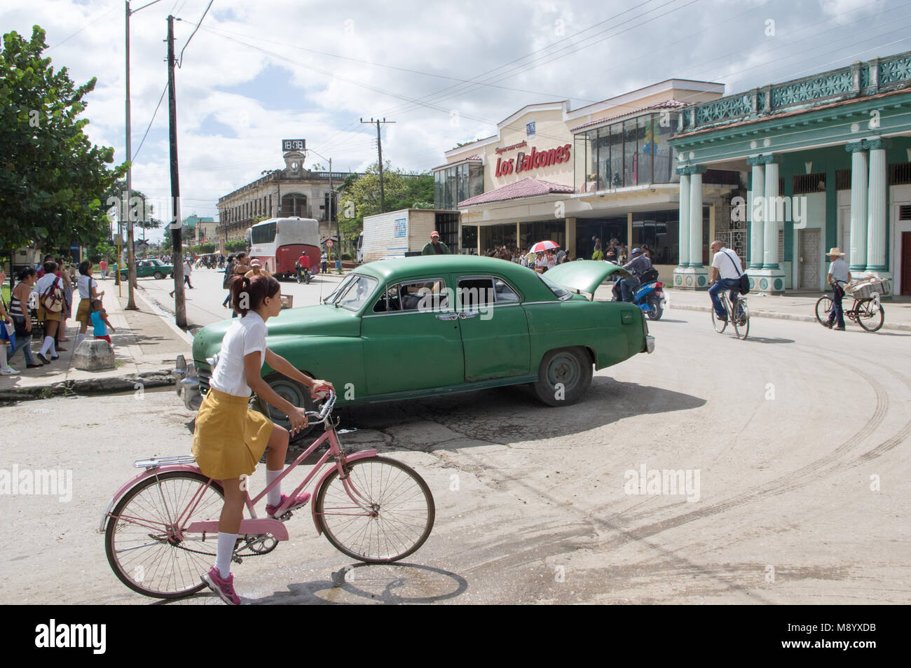 Broken down Car in the city of Moron, Cuba Stock Photo