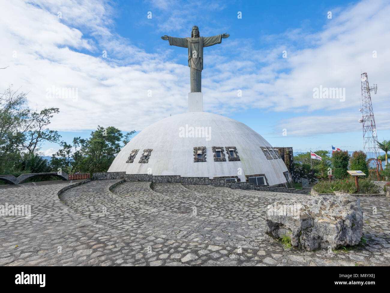 Replica of Christ the Redeemer on Pico Isabel de Torres mountain. Puerto Plata, Dominican Republic, Caribbean Stock Photo