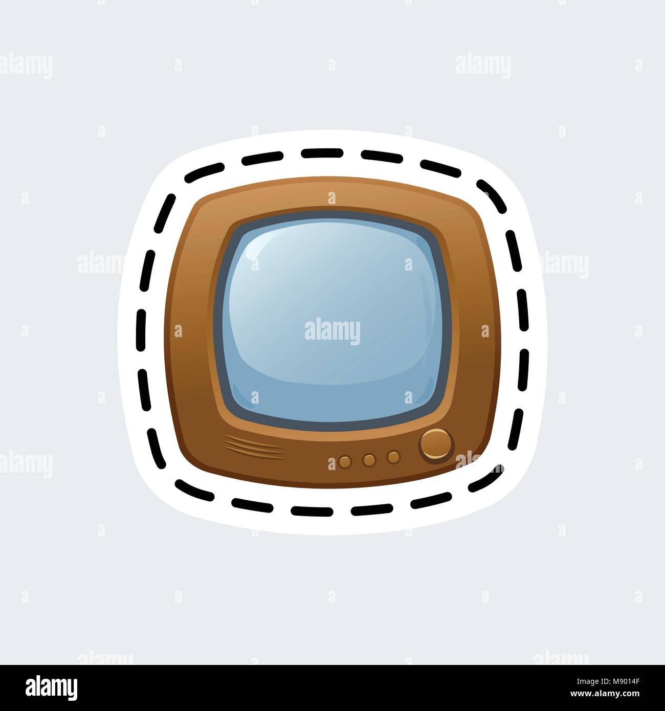 Cartoon vintage tv in patch style. Clip Art for sticker or pin. Stock Vector