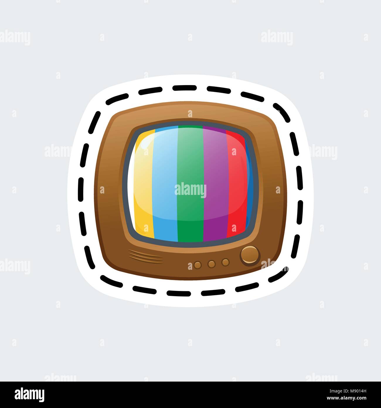 Cartoon vintage tv in patch style. Clip Art for sticker or pin. Stock Vector