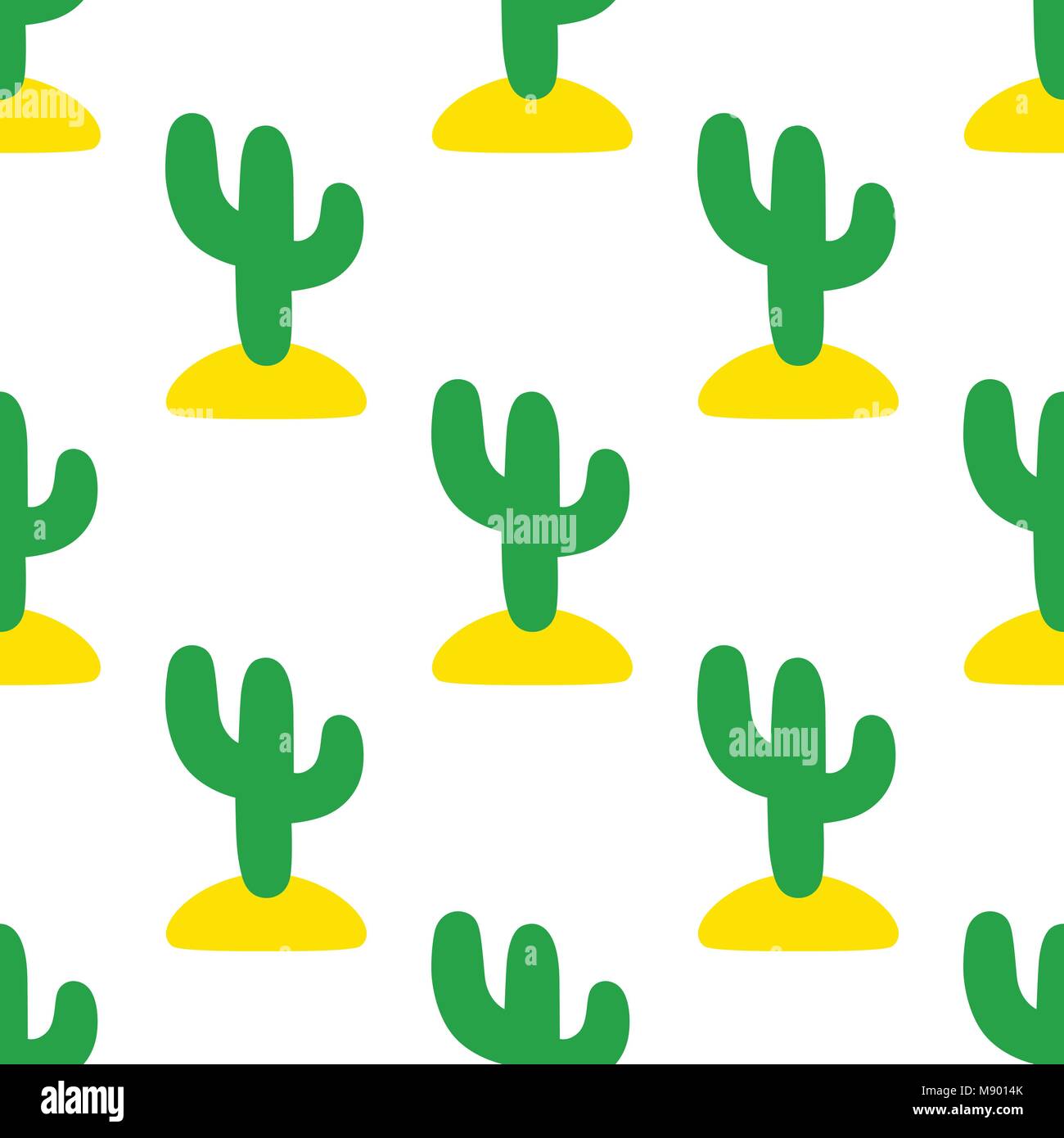 Seamless decorative pattern with cute style cacti. Stock Vector