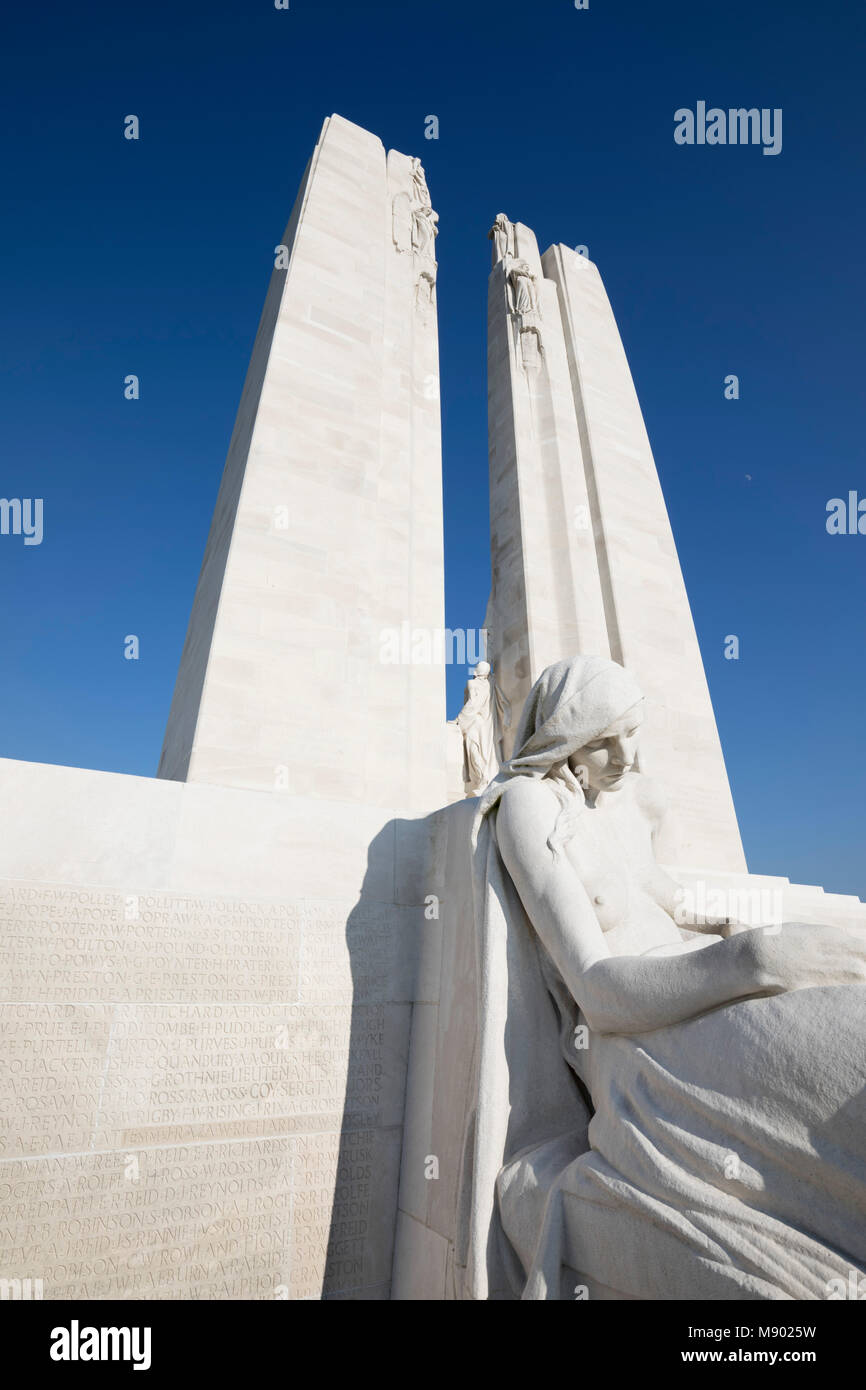 Vimy Canadian Memorial, near Arras, Pas-de-Calais, Hauts-de-France region, France, Europe Stock Photo