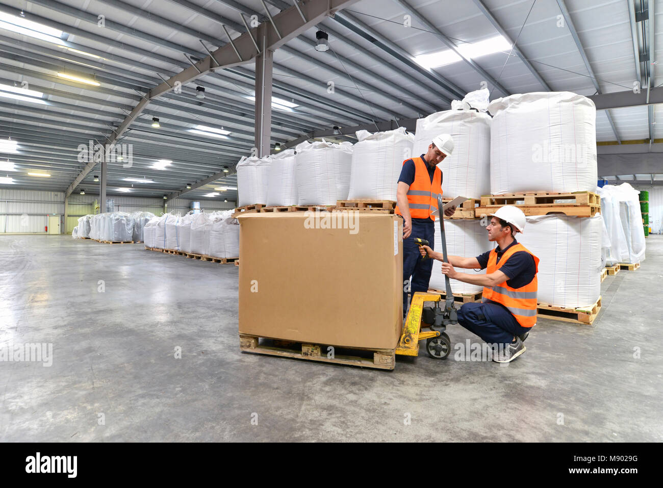 group of workers in the logistics industry -  scanning barcode Stock Photo