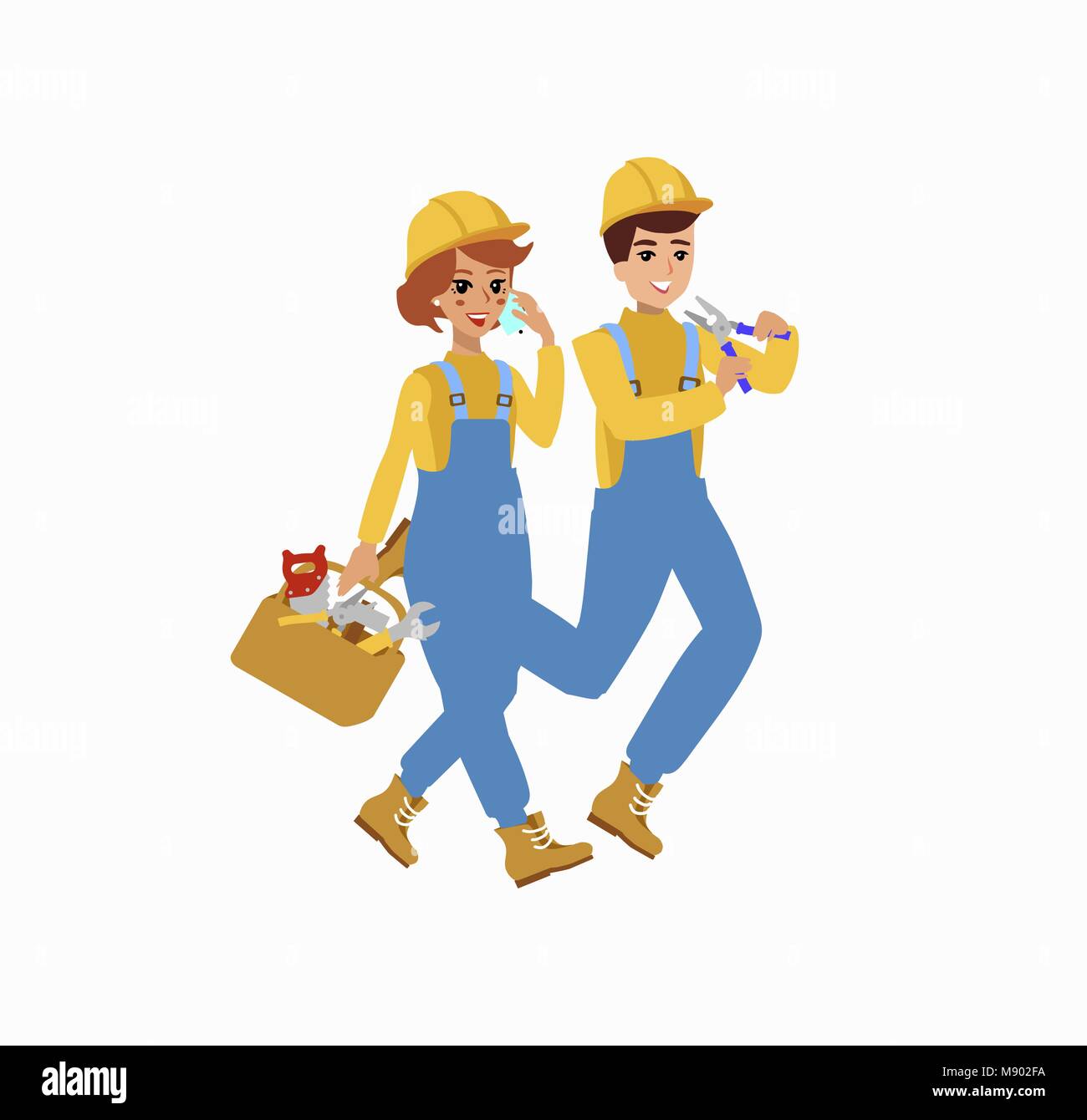 Construction female and male worker character vector design. Animate ...