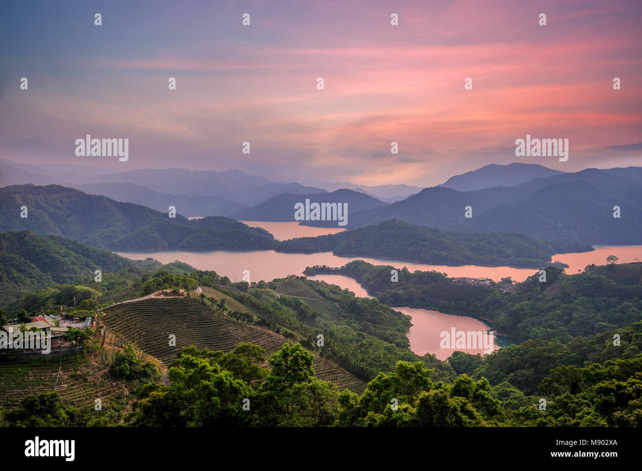 Landscape of thousand Island Lake in shiding Stock Photo