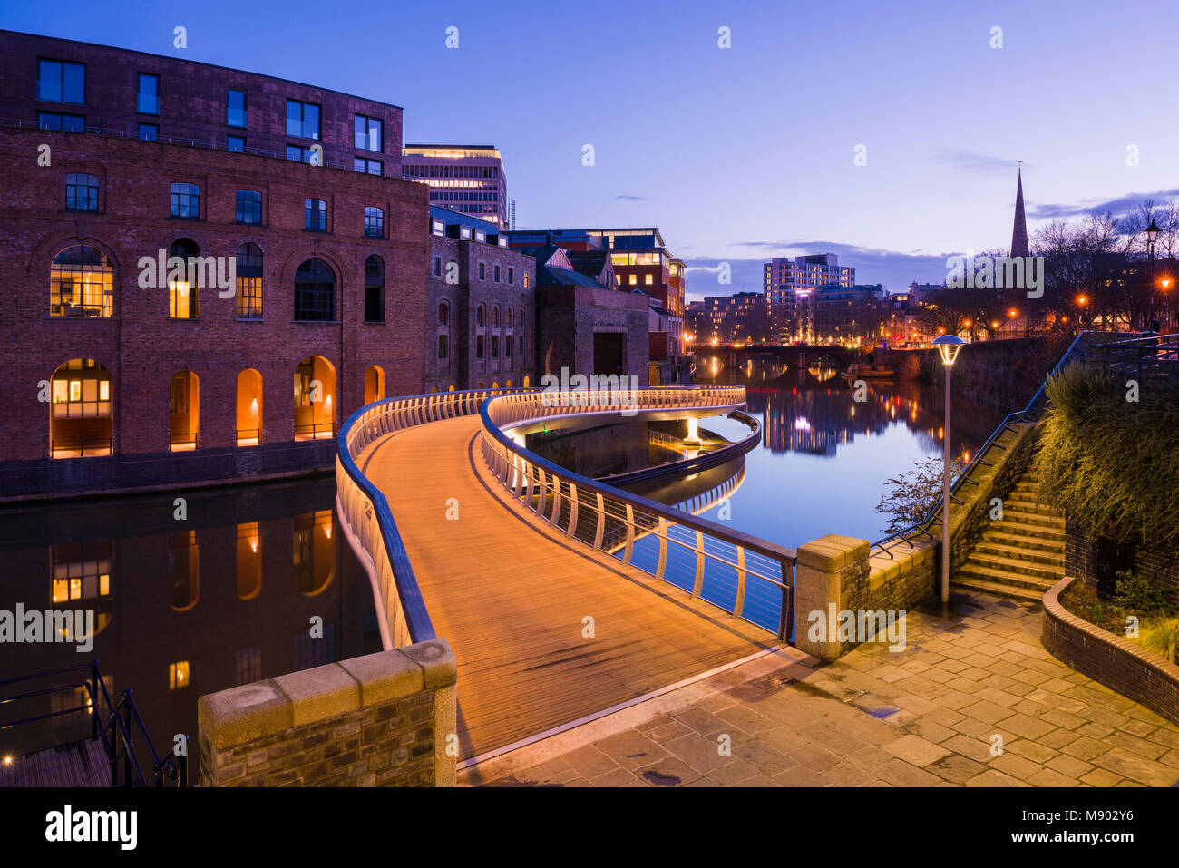 Castle Bridge over the Floating Harbour between Castle Park and Reach in the city of Bristol, England. Stock Photo