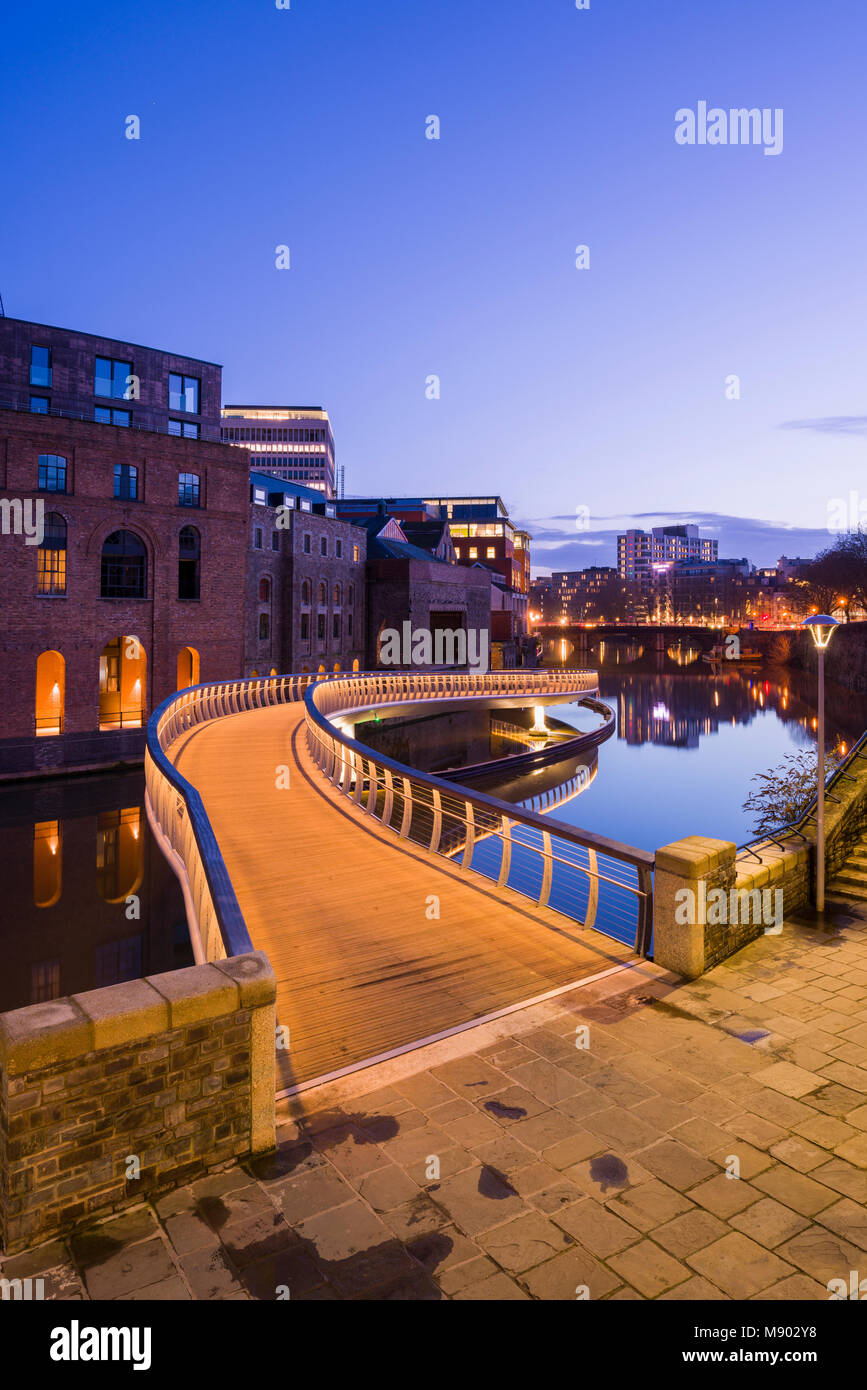 Castle Bridge over the Floating Harbour between Castle Park and Reach in the city of Bristol, England. Stock Photo